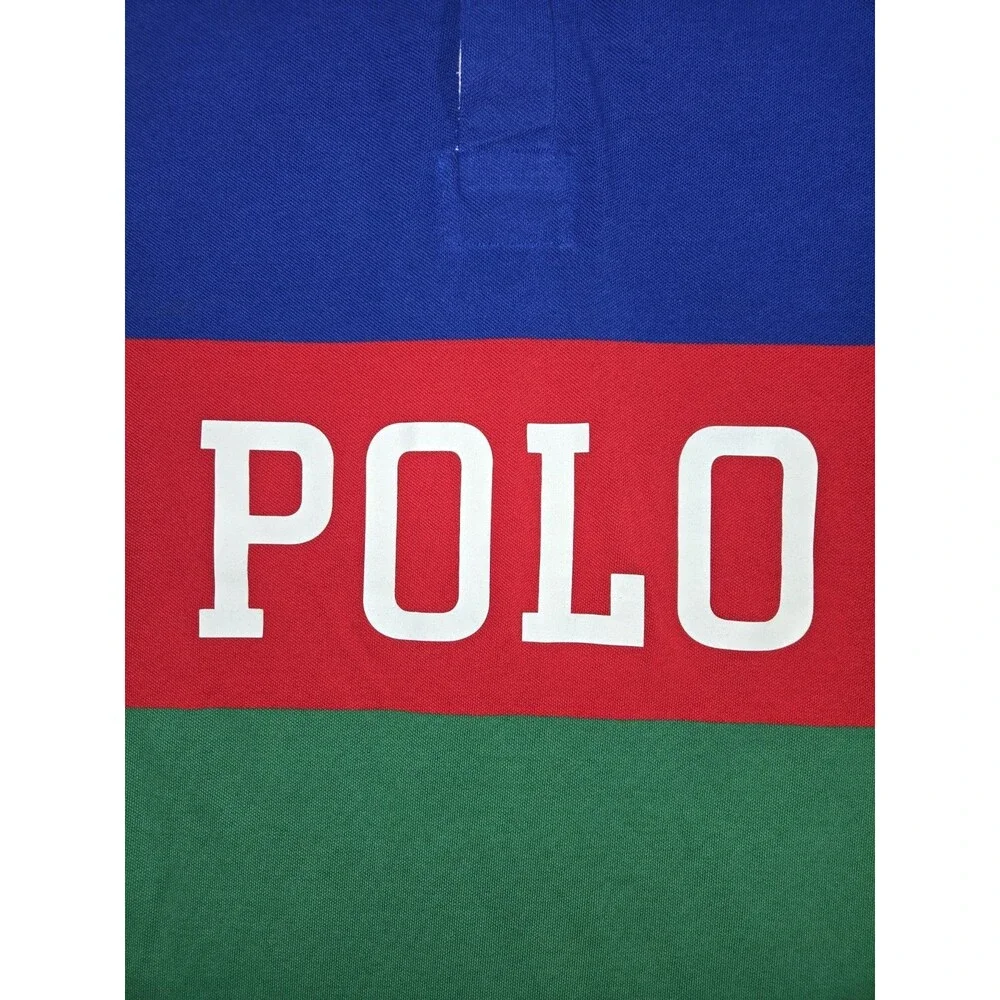 Mens Polo Ralph Lauren Short Sleeve Polo Shirt Striped Big Logo Large Tall New